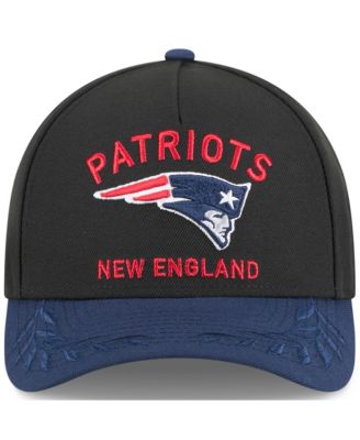 Men's Black/Navy New England Patriots 2025 NFL Draft 9FORTY A-Frame M-Crown Adjustable Hat