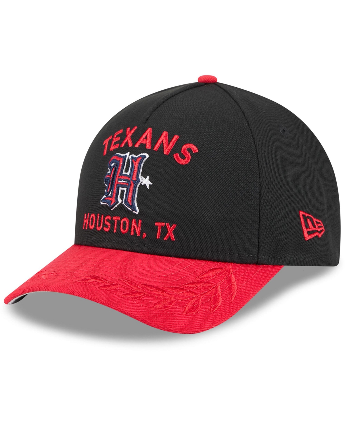 NEW ERA MEN'S BLACK/RED HOUSTON TEXANS 2025 NFL DRAFT 9FORTY A-FRAME M-CROWN ADJUSTABLE HAT 