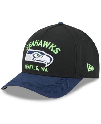 New Era - Men's Black/ College Navy Seattle Seahawks 2025 NFL Draft 9FORTY A-Frame M-Crown Adjustable Hat