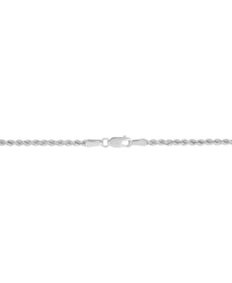 Polished Glitter Rope Link 22" Chain Necklace in 14k White Gold