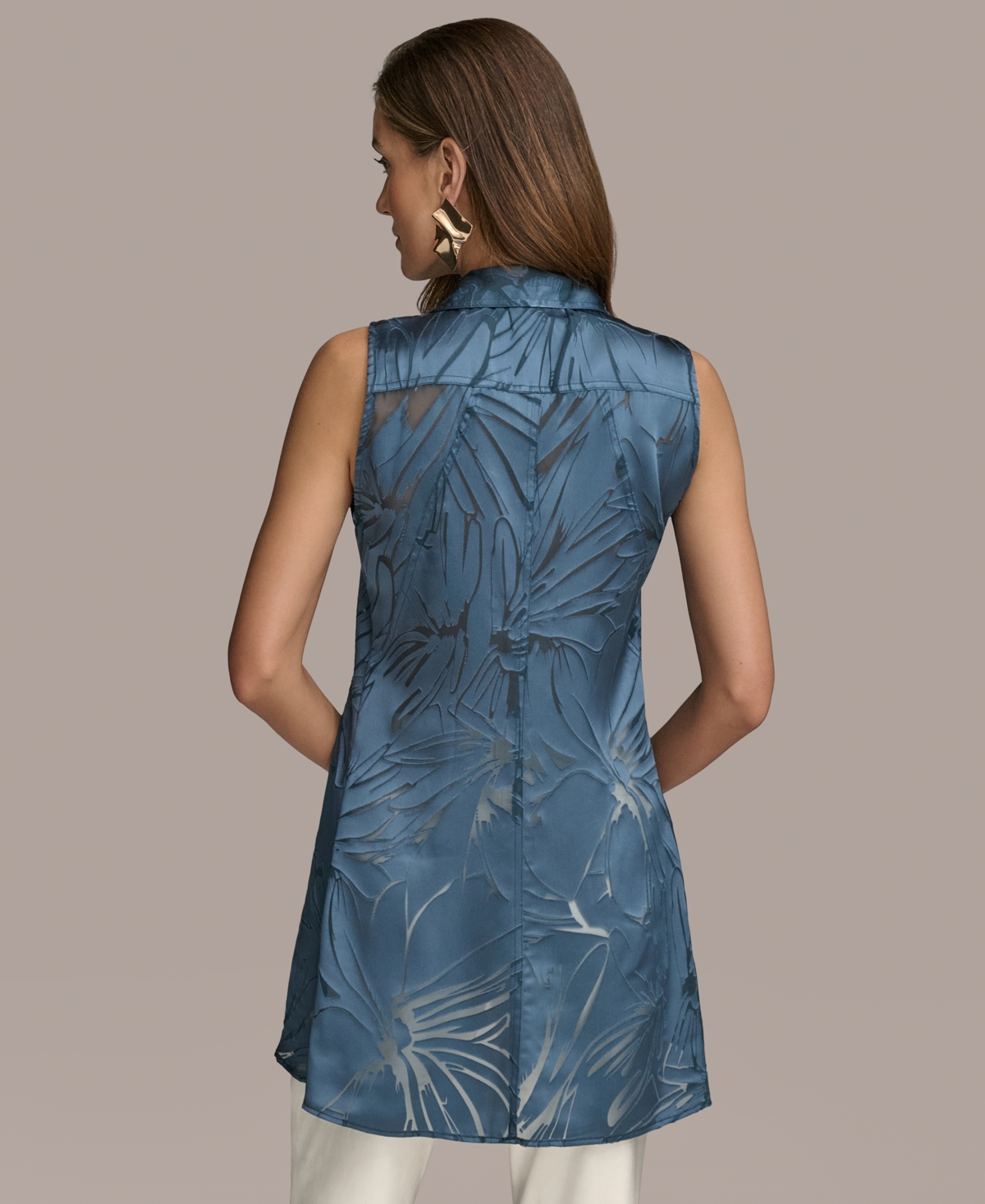 Donna Karan Women's Sleeveless Button-front Tunic Top