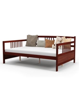 Classic Wooden Full Size Daybed Frame with Guardrails