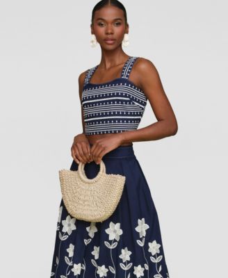 Women's Cotton Embroidered Square-Neck Tank Top