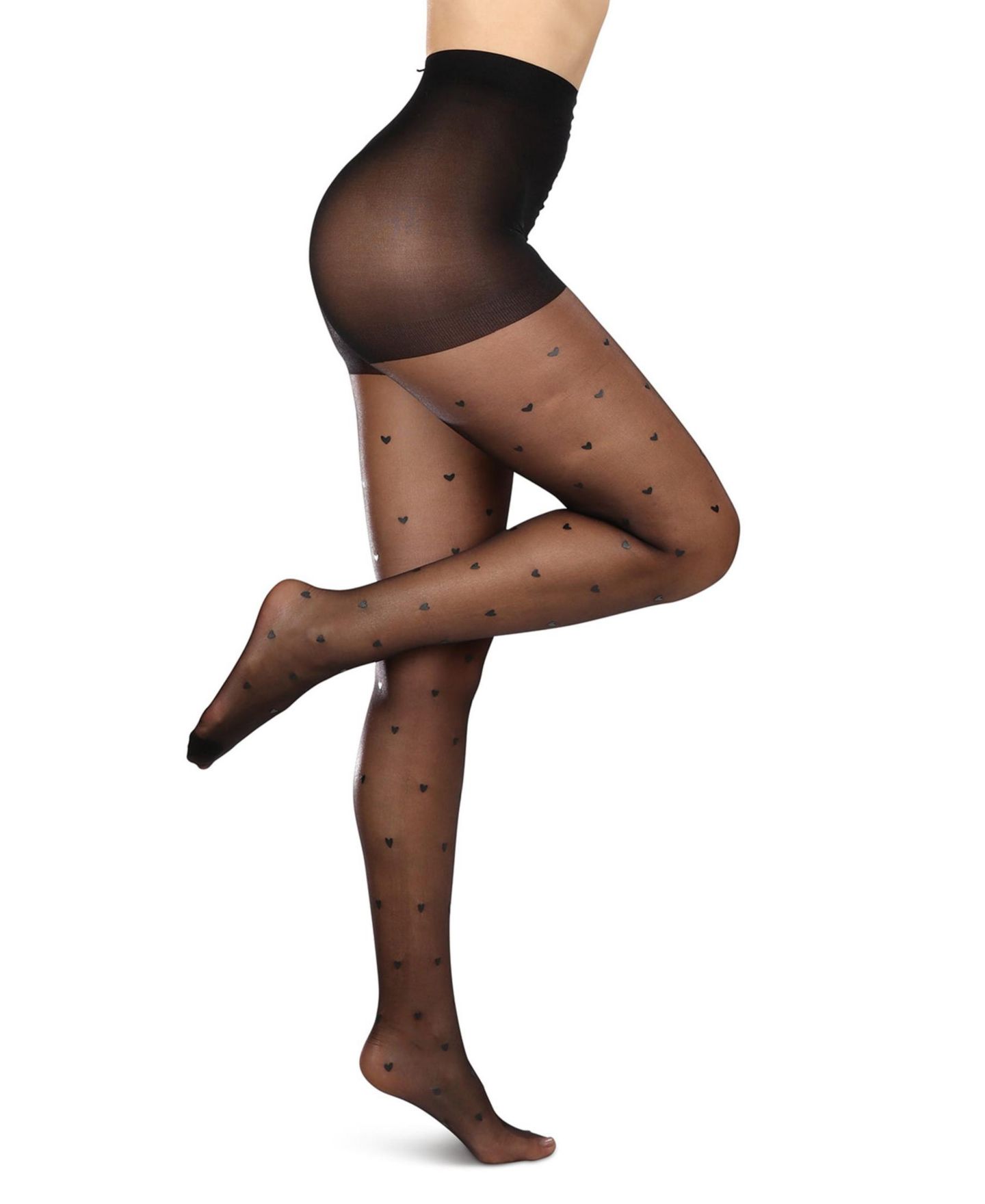 Женские колготки MeMoi Mini Heart Sheer Nylon Tights MTS08502, цвет: Чёрный — фото 1