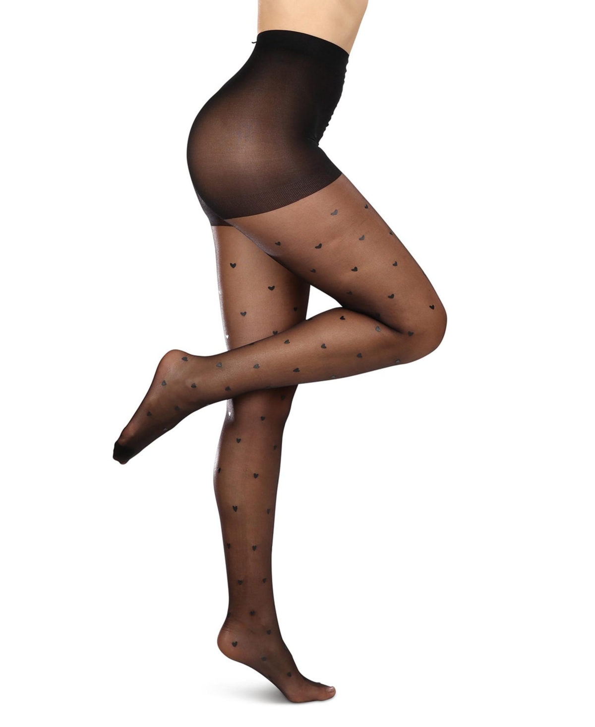 Women's Mini Heart Sheer Nylon Tights MTS08502 - White