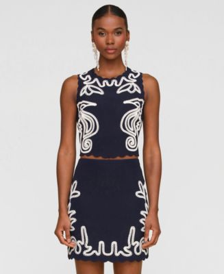 売れ筋商品|||アベックレフィレ カットソー トップス レディース Women's Seahorse Embroidery Sleeveless Shell Top Navy Embroidery Avec Les Filles Women's Seahorse Embroidery Sleeveless Shell