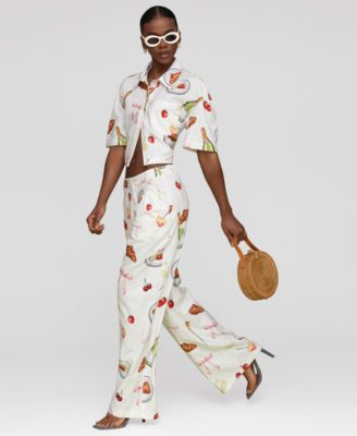 Women's Printed High-Rise Wide-Leg Pants