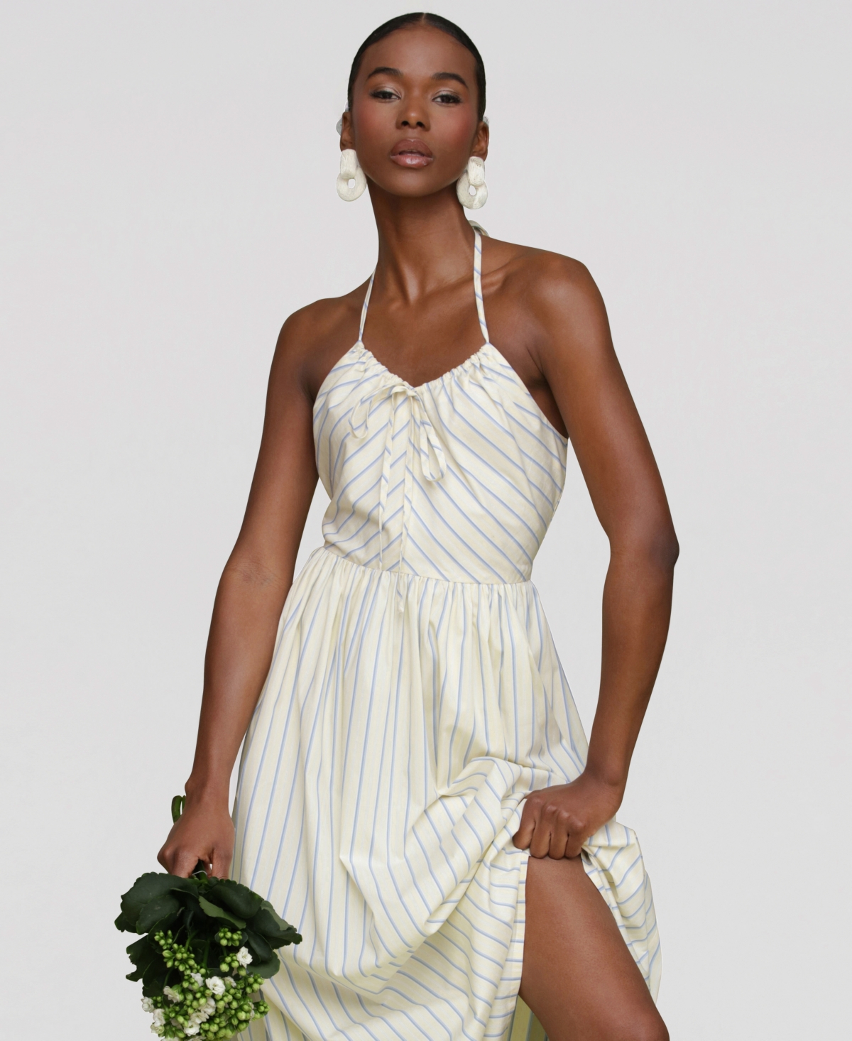 Avec Les Filles Women's Halter Maxi Dress In White