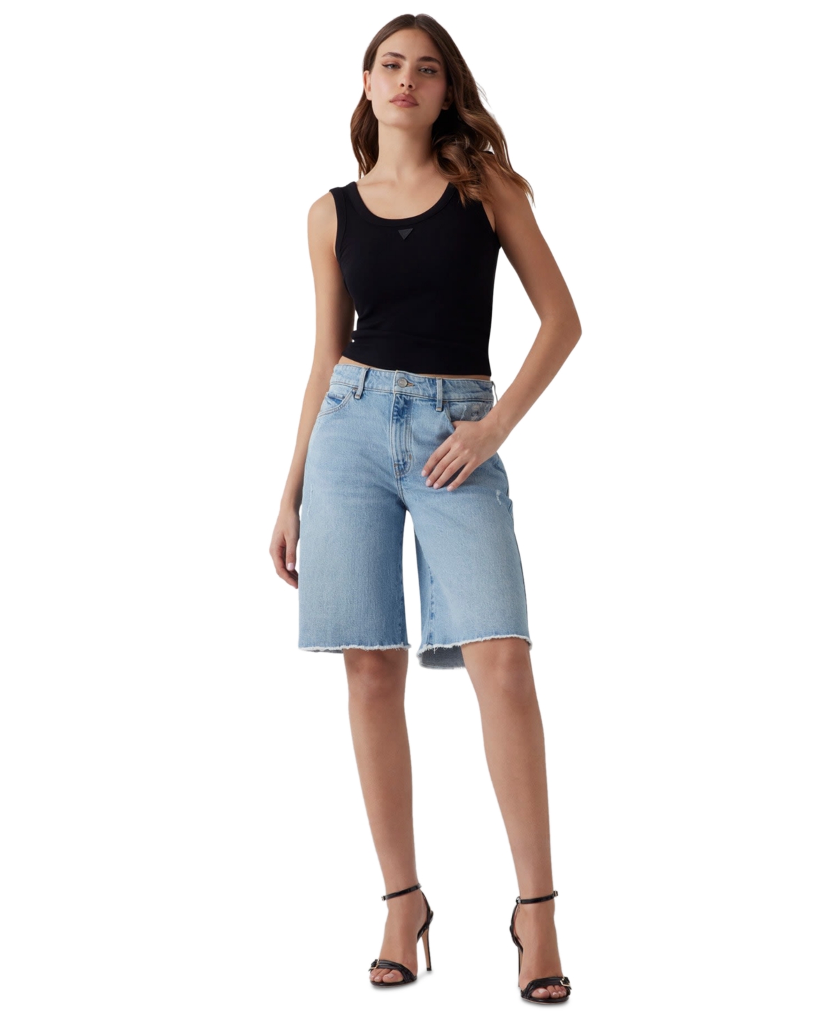 Women's Kai High-Rise Wide-Leg Raw-Hem Shorts - Moonstone Blue
