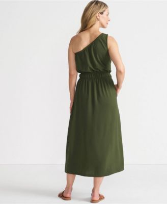 Women's Creaseless One Shoulder Midi Dress