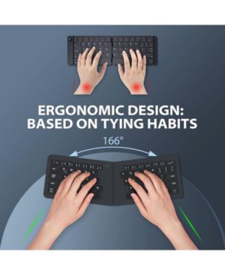 Ergonomic Foldable Keyboard, BK06 Foldable Keyboard Bluetooth, Ultra Slim, Comfortable Natural, Portable Split Keyboard