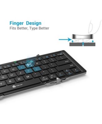 Foldable Bluetooth Keyboard, BK03 Folding Travel Keyboard, Metal Build, USB-C Charge, Portable Keyboard with Stand Holder for Laptop