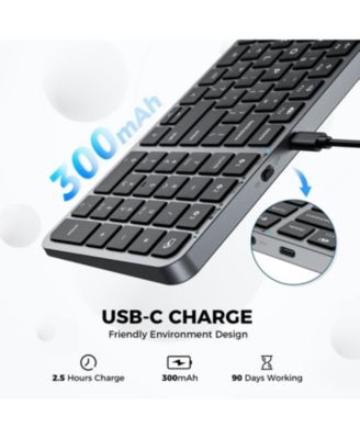 BK20 Bluetooth Keyboard, Wireless Keyboard with Numeric Keypad, Multi-Device Rechargeable and Stable Connection