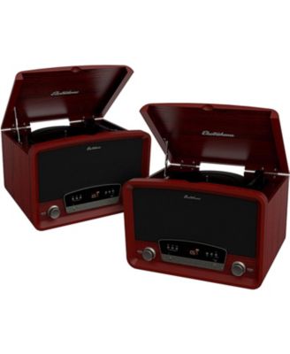 7-in-1 Vintage Record Player System with Turntable, Bluetooth, Radio, CD, USB Playback, MP3 Recording – Pack of 2