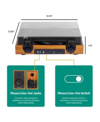 Montrose Wireless Turntable with Audio-Technica Stylus, Bluetooth, MP3 Recording, Speed Control, Built-in Preamp