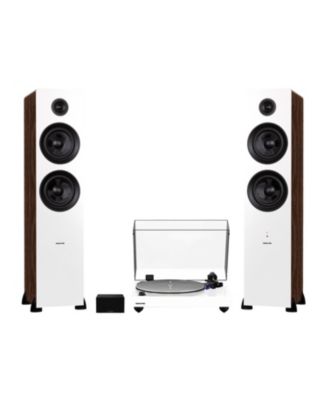 High Fidelity Turntable System with Phono Preamp, Powered Speakers, Ortofon 2M Cartridge, Bluetooth Amp