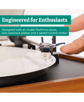 Montrose, Upgradable Vinyl Record Player with Huntley, Powered Bluetooth Bookshelf Speakers, 3" Driver, for Warm Natural Sound