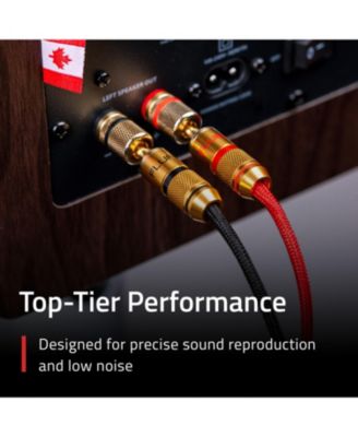 High-Fidelity 12 Gauge Speaker Wire with Dual Gold-Plated Banana Plugs, 12 Feet Oxygen-Free Pure Copper (OFC) Cable, Nylon Braided Jacket (SW512