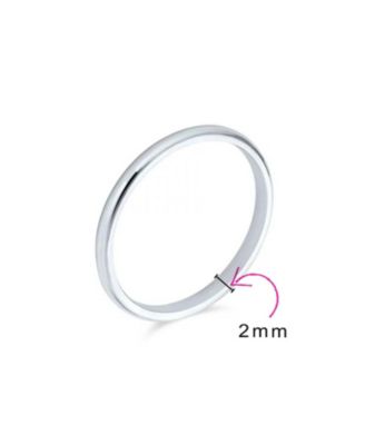 Simple Minimalist Thin Stackable .925 Sterling Silver Couples Eternity Band Ring 2MM