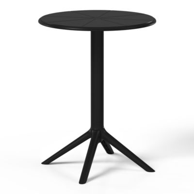 23.5" Outdoor Polypropylene Resin Round Patio Bistro Dining Table for 2