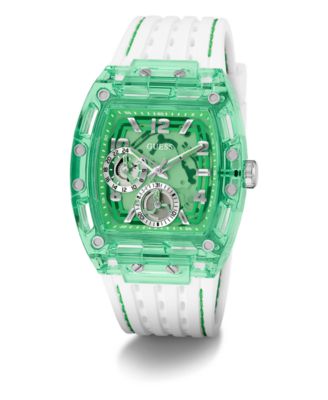 Men's Multi-Function Green Silicone Strap Watch, 42mm