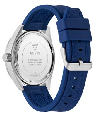 Men's Multifunction Blue Silicone Watch, 44mm