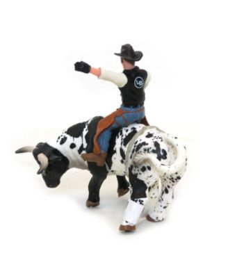 1/16 Black & White Bucking Bull W/ Rider