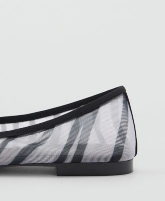 Women's Animal Print Mesh Ballerina Flats