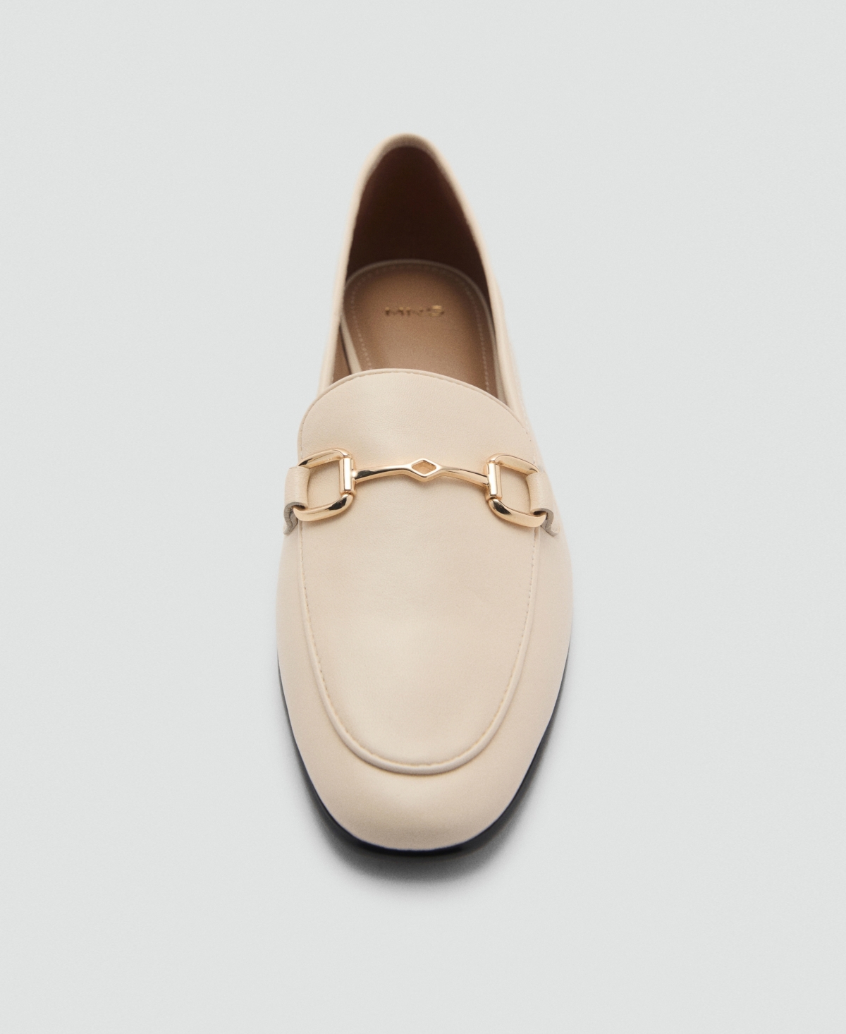 Mango Buckle Leather Moccasins Ecru In Ecru