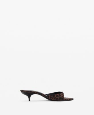 Women's Leopard Print Kitten Heel Sandals