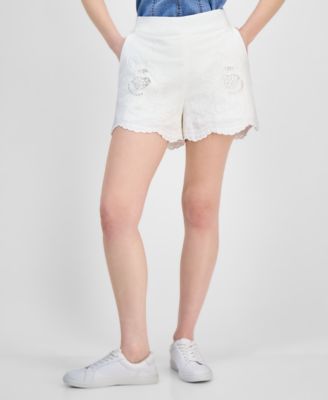 Women's Embroidered Cutwork Pull-On Shorts, Exclusively at Macy's 