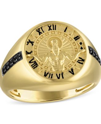 Men's God of Time Gold-Tone Sterling Silver Ring