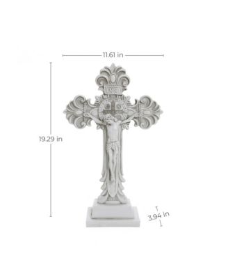 Off White Polyresin Holy Cross Jesus Crucifix 1.6-Feet Tall Statue