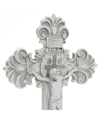 Off White Polyresin Holy Cross Jesus Crucifix 1.6-Feet Tall Statue