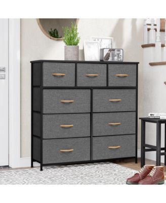 Steel and Fabric 9-Drawer Triple Dresser – Spacious Storage