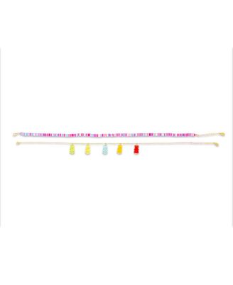 Girls Colorful Disk Necklace & Charm Duo, Gummy Bears