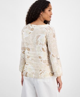 売れ筋商品|||チャータークラブ カットソー トップス レディース Women's 100% Linen Shirt, Created for Macy's Flax Charter Club Women's 100% Linen Shirt, Created for Macy's