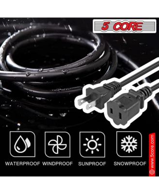 AC Power Cord 10 Ft • 2 Prong Extension Adapter • 16AWG/2C 125V 13A • US Polarized Male to Female Outlet Extension Cable Black