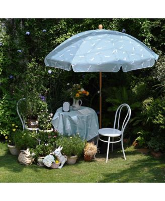 Our Beach Portable Umbrella for Sand Beech Wood Pole Carry Bag with Printed Seagull Cute Garden Parasol