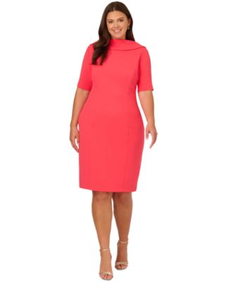 Adrianna Papell - Plus Size Roll-Neck Sheath Dress
