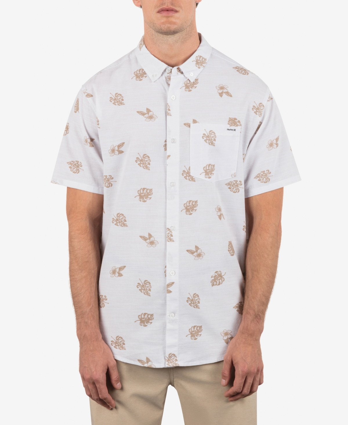 Men's Oao Stretch Print Short Sleeve Shirt - Bone