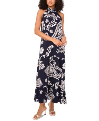 MSK - Women's Mock-Neck Paisley-Print Tiered Dress