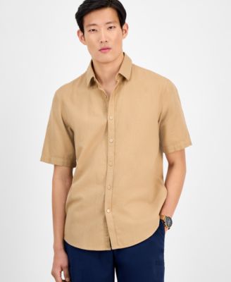 Men's Short-Sleeve Solid Textured Shirt, Created for Macy's  