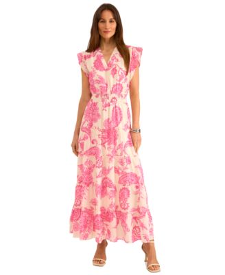 Women's Floral-Print Smocked-Waist Maxi Dress
