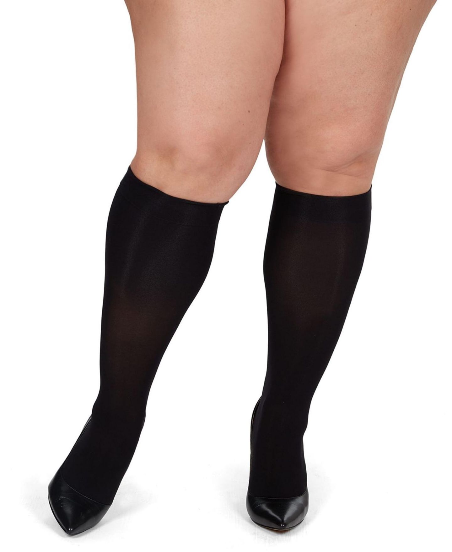 MeMoi Women's 2 Pair Pack Microfiber Opaque Curvy Knee Highs MM-4636, цвет: Чёрный — фото 2