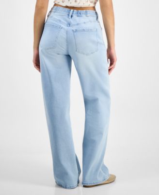 Juniors' Elastic-Back Wide-Leg Jeans