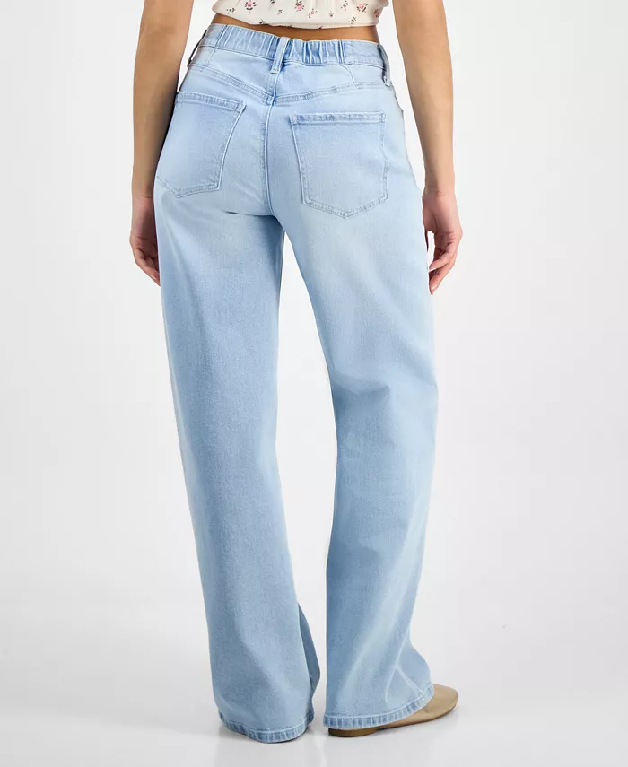 Juniors' Mandy Baggy Elastic-Back Wide-Leg Jeans - thumbnail 8