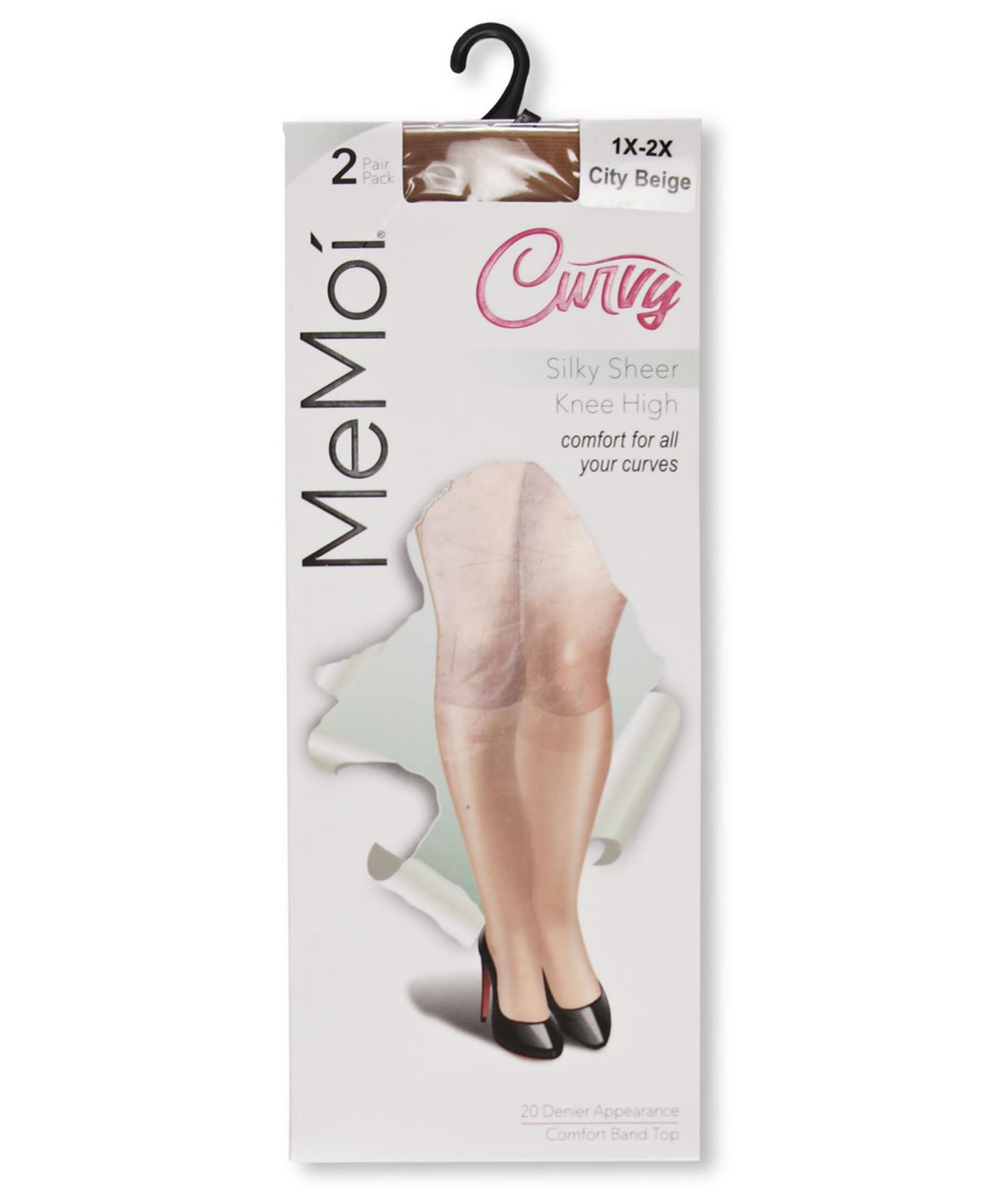 MeMoi Women's 2 Pair Pack Silky Sheer Curvy Knee Highs MM-4210, цвет: Бежевый — фото 4