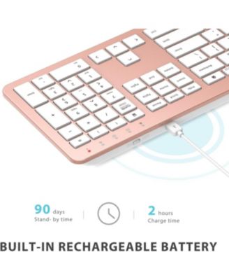 Wireless Keyboard and Mouse, GK08 White Keyboard Mouse Combo, Ergonomic, Quiet, Full Size Design with Number Pad