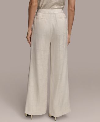 Women's Linen-Blend Jacquard Wide-Leg Pants